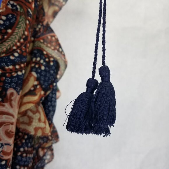 Madewell Lily Dress Womens XS Sea Floral Dark Botanical Print Navy Ruffles Lined - Picture 8 of 15